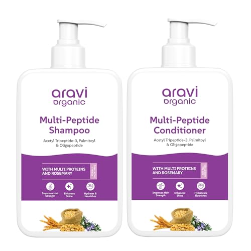 Aravi Organic Multi-Peptide Hair Fall Control Shampoo and Conditioner for Healthy Hair Growth – Pack of 2