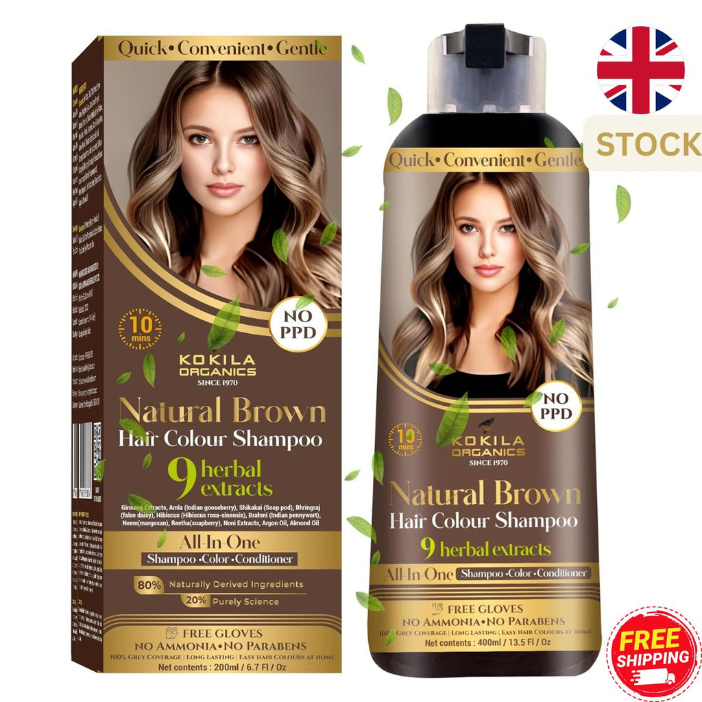 Kokila Hair Colour Shampoo, Brown Hair Dye for Men Women, Ammonia Free, Paraben Free