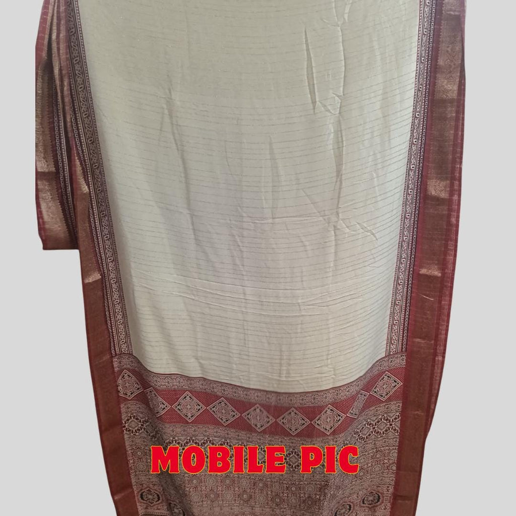 Ajrakh Modal Silk Saree With Blouse, Mirror Work Saree, Sangeet Outfit ,Wedding Party Wear