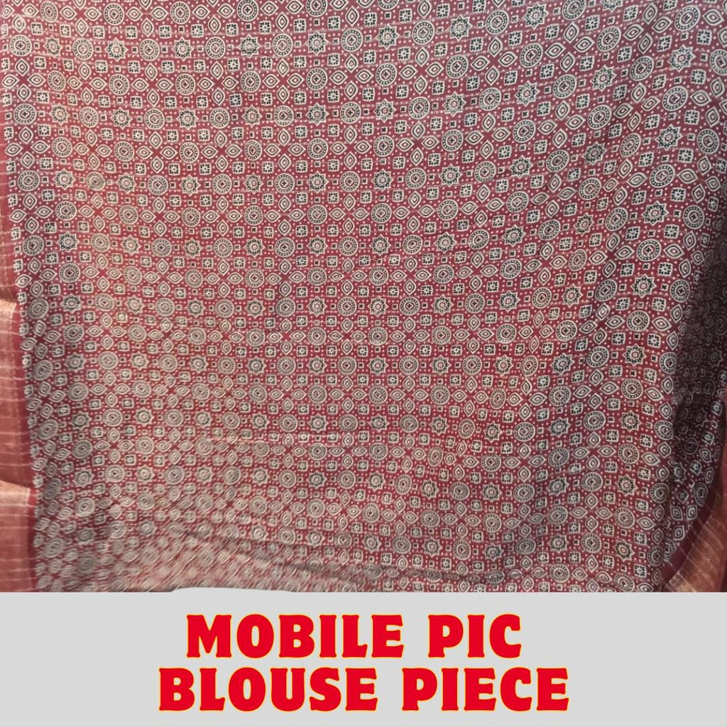Ajrakh Modal Silk Saree With Blouse, Mirror Work Saree, Sangeet Outfit ,Wedding Party Wear