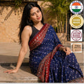 Ajrakh Modal Silk Bandhani Blue Saree with Blouse ,Mirror Work,Party, Sangeet, Wedding Outfit