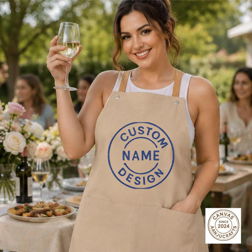 Personalized Apron, Custom Kitchen Chef Apron, Canvas Cross Back Workwear