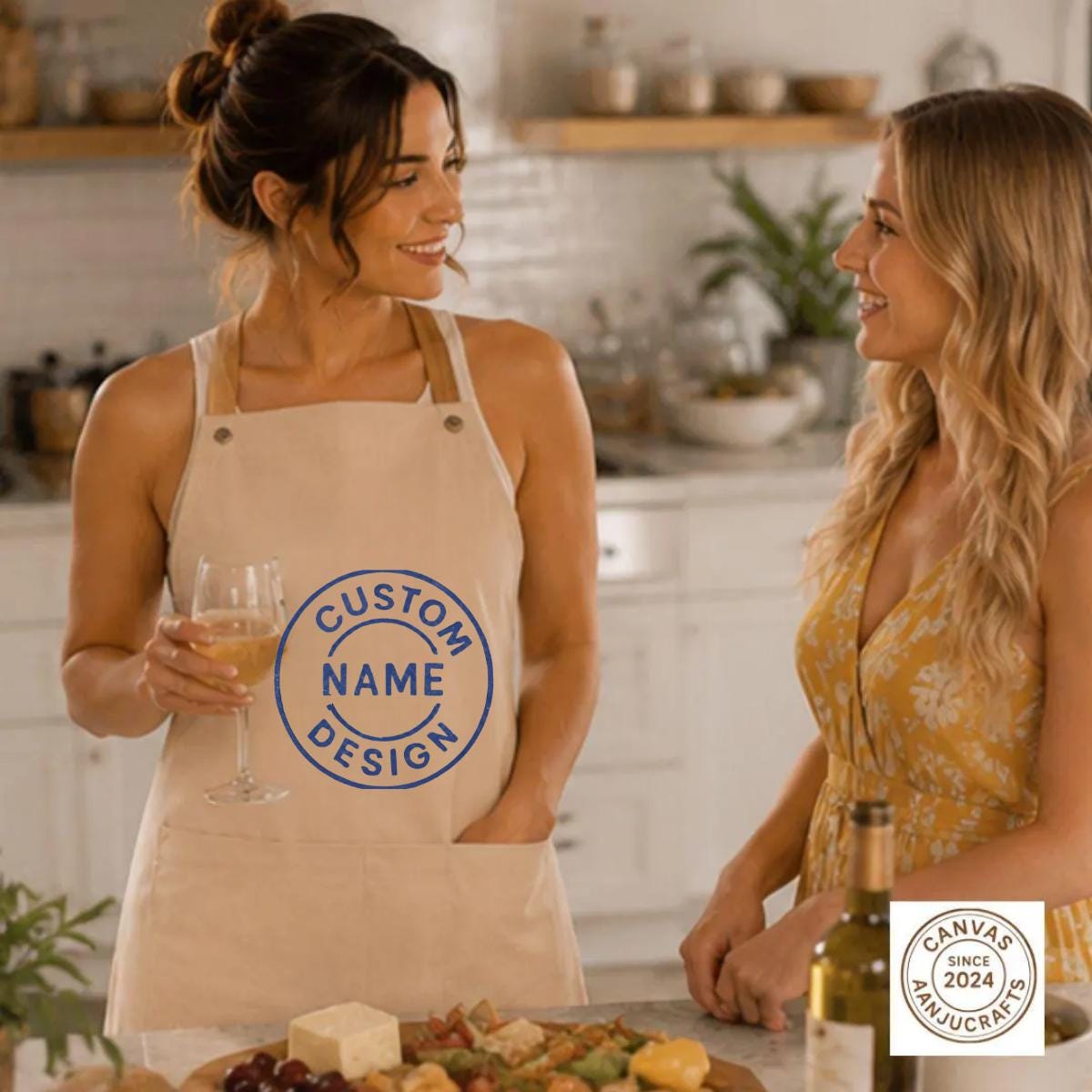 Personalized Apron, Custom Kitchen Chef Apron, Canvas Cross Back Workwear