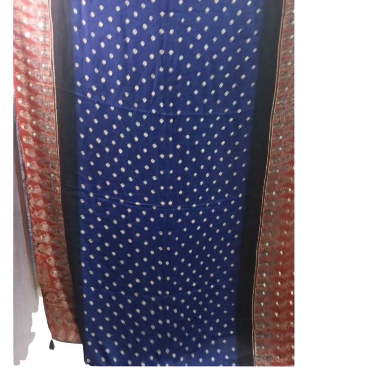 Ajrakh Modal Silk Bandhani Blue Saree with Blouse ,Mirror Work,Sangeet Outfit, Party Wear __etsy:8504205395